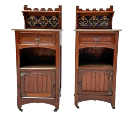 Two Arts & Crafts Nightstands by Gustave Serrurier-Bovy, 1900s